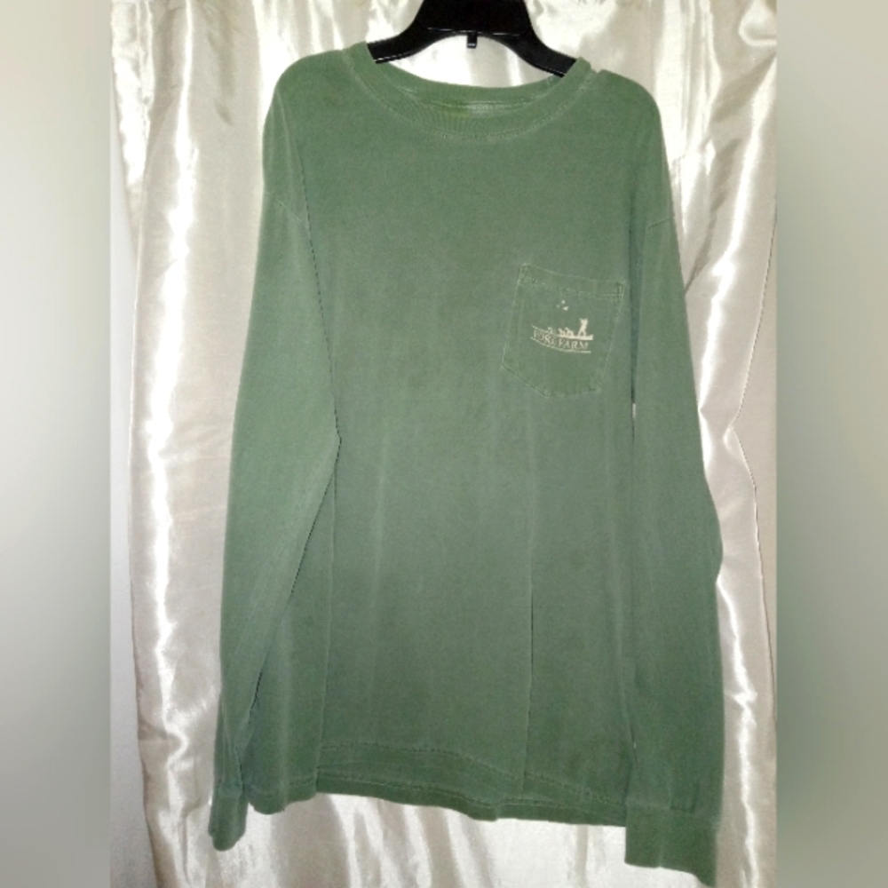 Bird Hunting graphic, long sleeve, cotton tee, olive green, sz M, unisex.